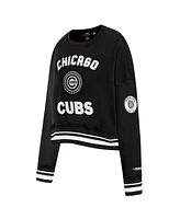 Pro Standard Women's Black Chicago Cubs Cultivated-Pearl Cropped Pullover Sweatshirt