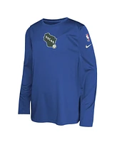 Nike Big Boys and Girls Royal Milwaukee Bucks 2024/25 City Edition Pregame Performance Long Sleeve Shooting T-Shirt