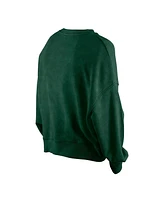 New Era Women's Hunter Green Milwaukee Bucks Hardwood Classics Enzyme Wash Oversized Boxy Pullover Sweatshirt