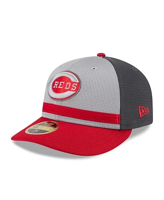 New Era Men's Gray/Red Cincinnati Reds 2025 Batting Practice Low Profile 59FIFTY Fitted Hat