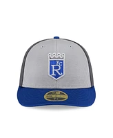 New Era Men's Gray/Royal Kansas City Royals 2025 Batting Practice Low Profile 59FIFTY Fitted Hat