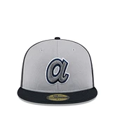 New Era Men's Gray/Navy Atlanta Braves 2025 Batting Practice 59FIFTY Fitted Hat