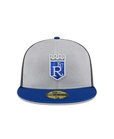 New Era Men's Gray Kansas City Royals 2025 Batting Practice 59FIFTY Fitted Hat