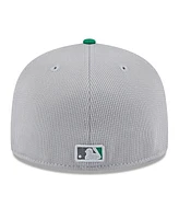 New Era Men's Gray/Green Athletics 2025 Batting Practice 59FIFTY Fitted Hat