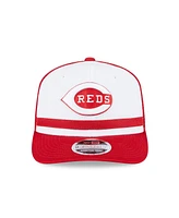 New Era Men's White/Red Cincinnati Reds 2025 Batting Practice 9SEVENTY Stretch-Snap Trucker Hat