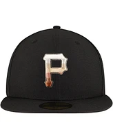 New Era Men's Black Pittsburgh Pirates Dune Gradient Side Patch 59FIFTY Fitted Hat