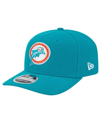 New Era Men's Aqua Miami Dolphins Throwback Logo 9SEVENTY Stretch-Snap Hat