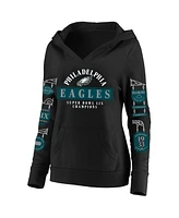Fanatics Women's Black Philadelphia Eagles Super Bowl Lix Champions Plus Four Piece Notch Neck Pullover Hoodie