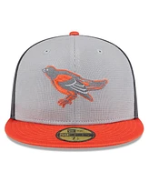 New Era Men's Gray/Orange Baltimore Orioles 2025 Batting Practice 59FIFTY Fitted Hat