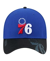 New Era Men's Royal/Black Philadelphia 76ers Sport Night Visor Hit 39THIRTY Flex Hat