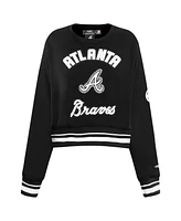 Pro Standard Women's Black Atlanta Braves Cultivated-Pearl Cropped Pullover Sweatshirt