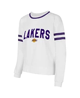 Concepts Sport Women's White Los Angeles Lakers Borough Pullover Sweatshirt