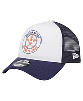 New Era Men's White/Navy Houston Astros Spring Training Circle Foam A-Frame 9FORTY Trucker Adjustable Hat