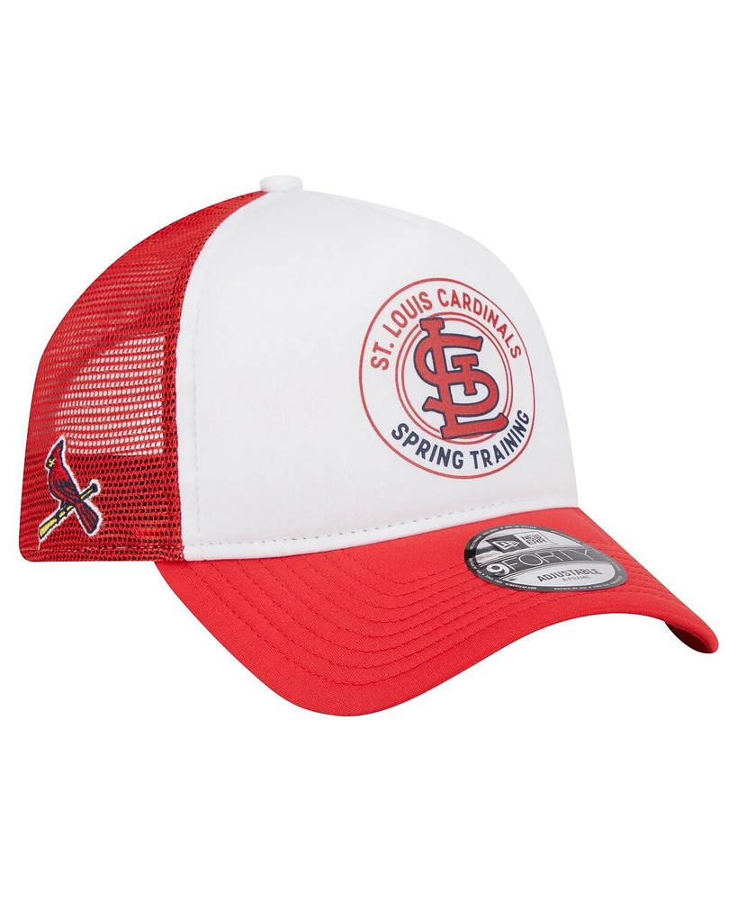 New Era Men's White/Red St. Louis Cardinals Spring Training Circle Foam A-Frame 9FORTY Trucker Adjustable Hat