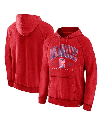 Fanatics Men's Heather Red La Clippers Foul Trouble Snow Wash Raglan Pullover Hoodie