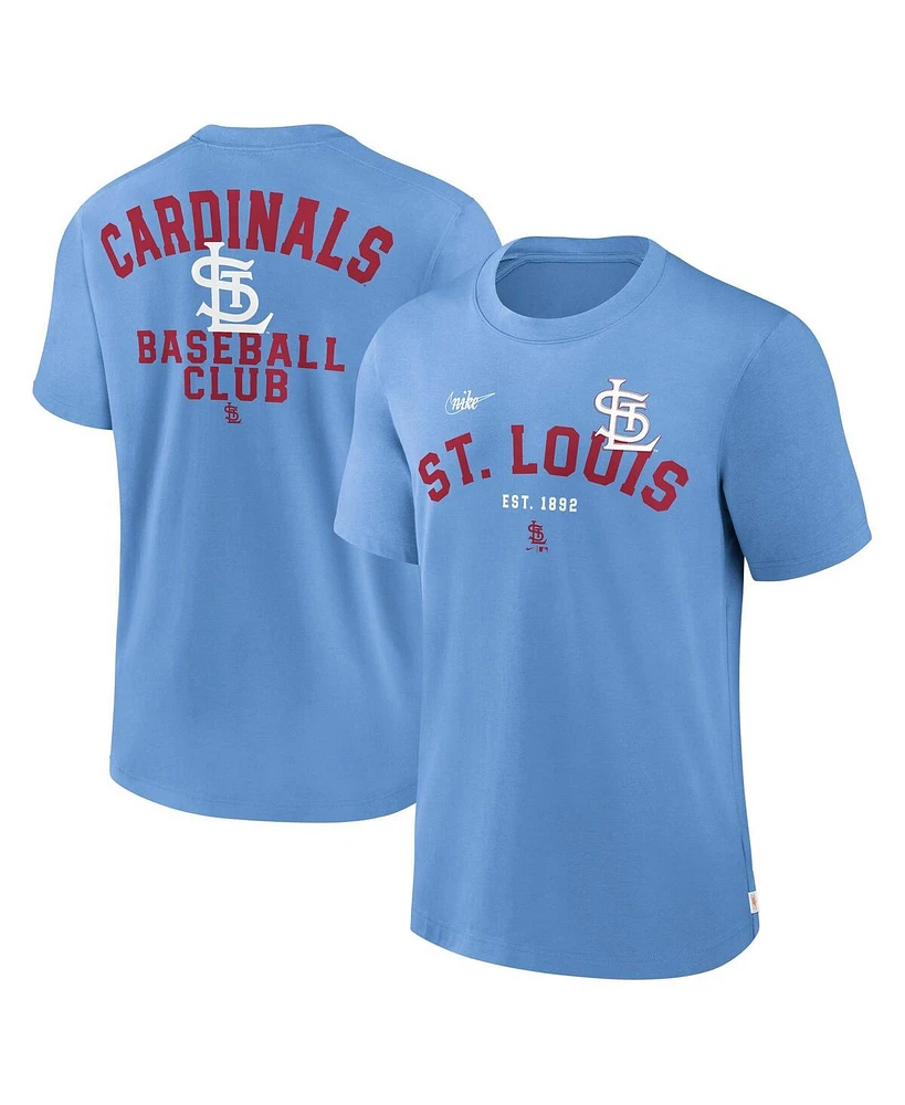 Nike Men's Light Blue St. Louis Cardinals Cooperstown Collection Rewind Slogan T-Shirt