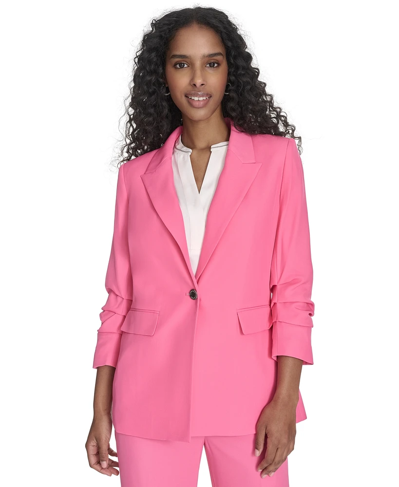 Calvin Klein Women's One-Button 3/4-Sleeve Blazer