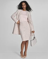 Calvin Klein Women's Tweed Open-Front Long-Sleeve Blazer