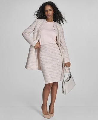 Calvin Klein Womens Tweed Open Front Blazer Pencil Skirt