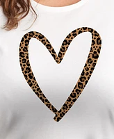 Hybrid Apparel Trendy Plus Leopard Heart Graphic Crew Neck T-Shirt