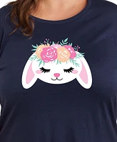 Hybrid Apparel Trendy Plus Easter Bunny Graphic Crew Neck T-Shirt