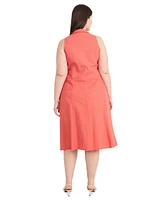 Maggy London Plus Linen-Blend Midi Shirtdress