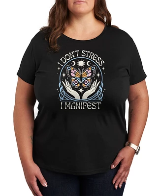 Hybrid Apparel Trendy Plus Don't Stress Manifest Graphic Crew Neck T-Shirt