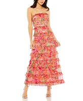 Women's Strapless Micro Ruffle Dress