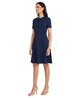 Maggy London Women's Solid Asymmetric-Neck Flared Dress