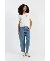 Chinti and Parker Women's & Cotton Heart Breton Crochet T-Shirt