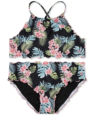 Hurley Big Girls Halter Floral-Print Two-Piece Swimsuit
