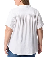 Gloria Vanderbilt Plus Cuffed-Sleeve Button-Front Shirt, Exclusively at Macy's