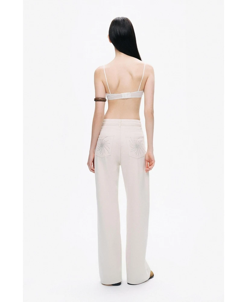 Nocturne Women's Stone Detailed Wide Leg Jeans