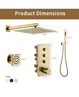 Luxury Rainfall Shower Head with Thermostatic Handle - Child-Safe & Adjustable Temperature Control