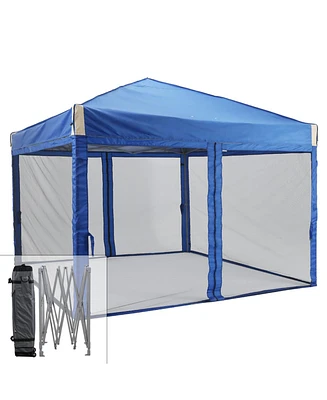 Aoodor Pop Up Canopy Tent with Removable Mesh Sidewalls, Portable Instant Shade Canopy with Roller