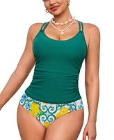 Cupshe Women's Zest for Life Dd+ Tankini Set