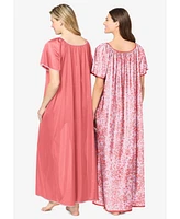 Only Necessities Plus 2-Pack Long Silky Gown