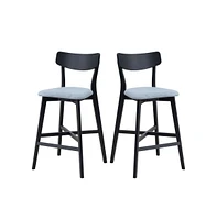 Set of 2 Bar Stools, 28.5 Inch Solid Wood Kitchen Island Chairs for Home, Bar, or Pub-The Pop Home