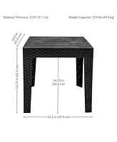 Square Patio Side Table - 16.75" Outdoor End Table - Weather-Resistant - Set of