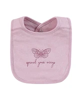 Hudson Baby Infant Girl Cotton Bibs, Plum Wildflower, One Size