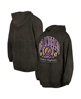 New Era Men's and Women's Charcoal Los Angeles Lakers Oversized Essentials Pigment Wash Fleece Pullover Hoodie