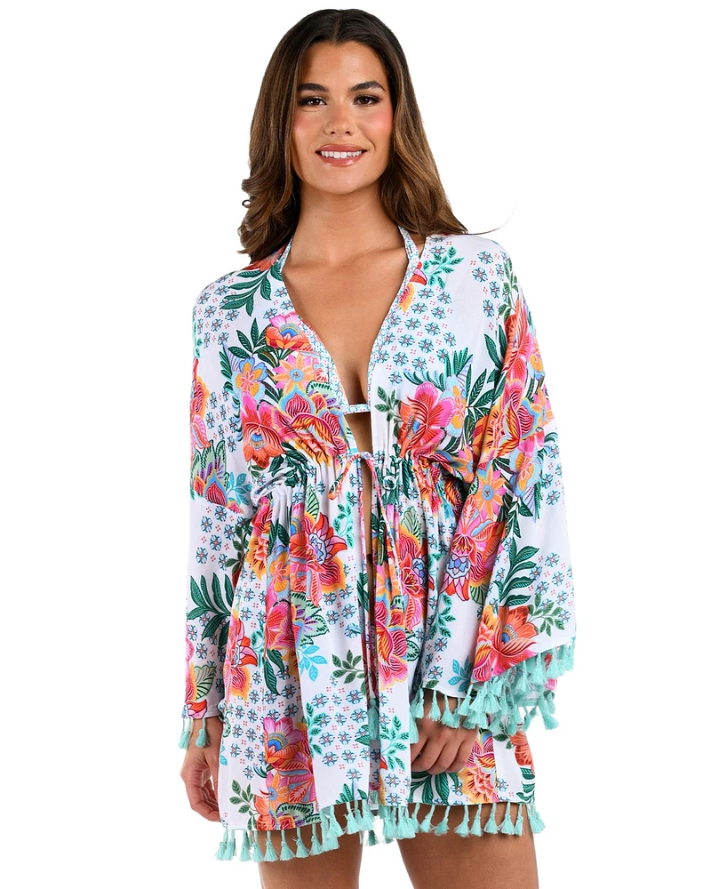 La Blanca Women's Riveria Resort Tie-Front Kimono Cover-Up