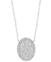 Effy Diamond Cluster Oval Halo 18" Pendant Necklace (5/8 ct. t.w.) in Sterling Silver