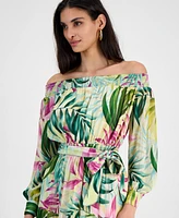 Guess Women's Josee Off-The-Shoulder Long-Sleeve Maxi Dress