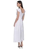 Karl Lagerfeld Paris Women's Lace-Inset Flutter-Sleeve Midi Dress