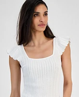 Guess Women's Laurel Square-Neck Pointelle Sweater