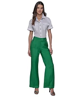 Karl Lagerfeld Paris Women's Linen-Blend Wide-Leg Sailor Pants
