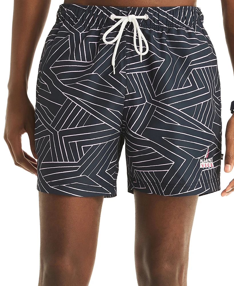 Nautica Men's Dashing Lines Swim Trunks