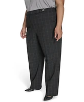 Calvin Klein Plus Windowpane Print Wide Leg Pants