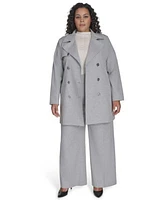 Calvin Klein Plus Size Double Breasted Belted Trench Coat Cable Knit Cap Sleeve Sweater High Rise Wide Leg Pants